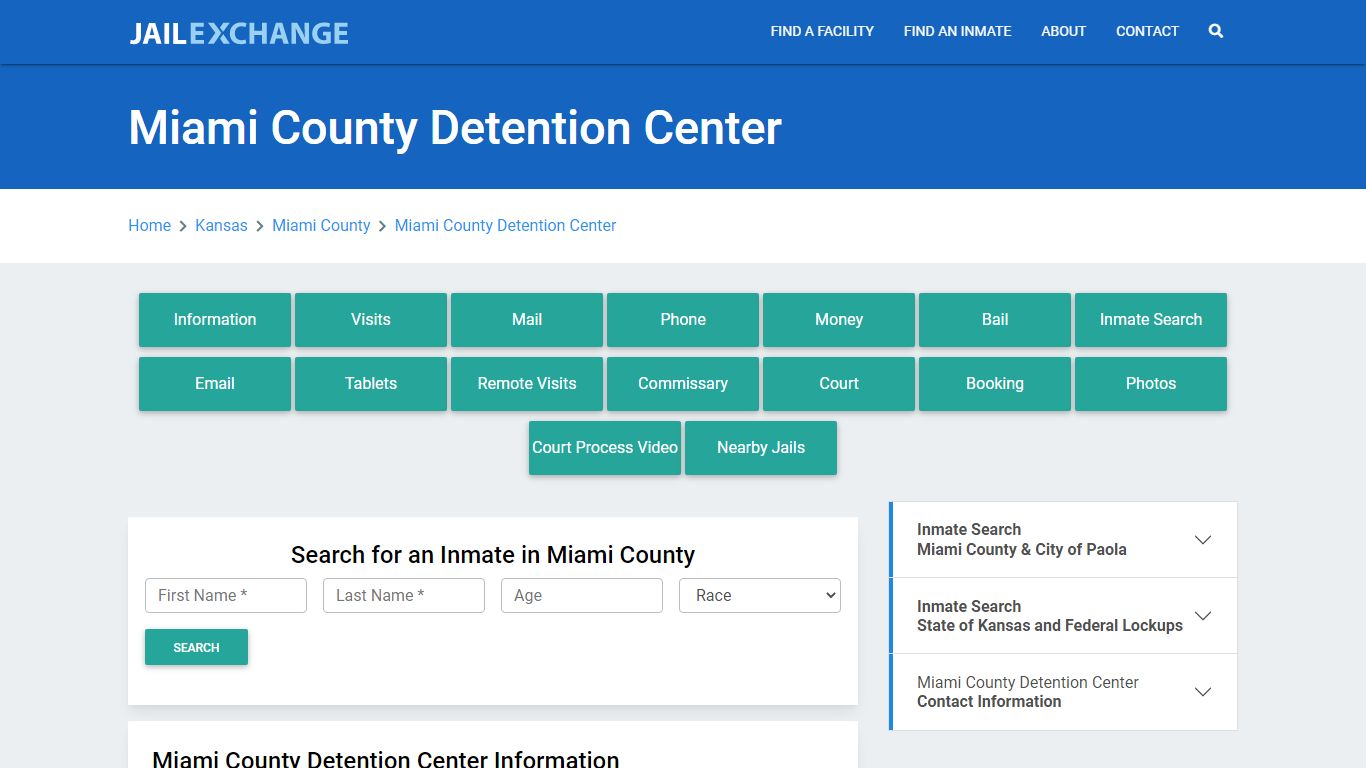 Miami County Detention Center Roster Lookup, KS, Inmate Search