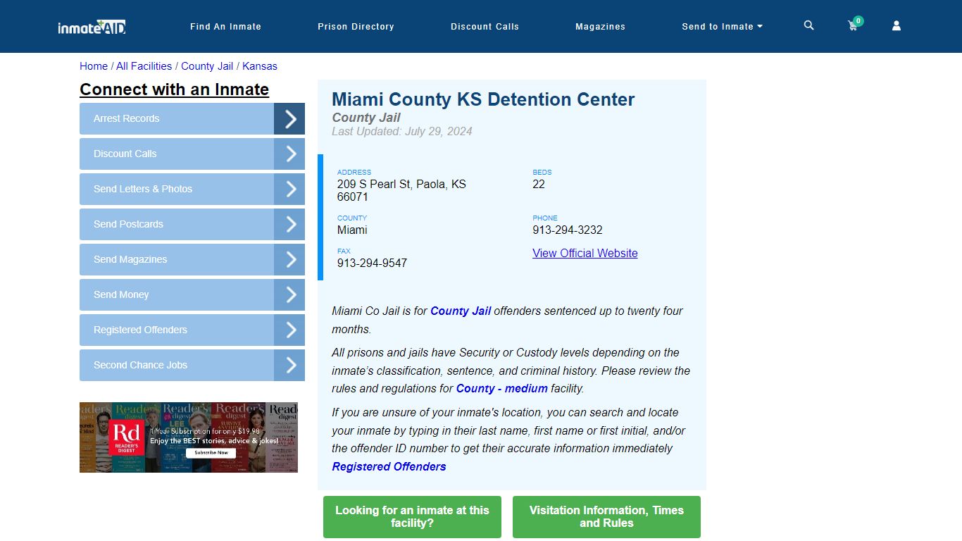 Miami County KS Detention Center - Inmate Locator